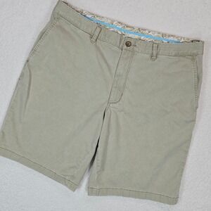 Tommy Bahama 38LG Khaki Chino Shorts Tencel Blend Tropical Waistband Luxury